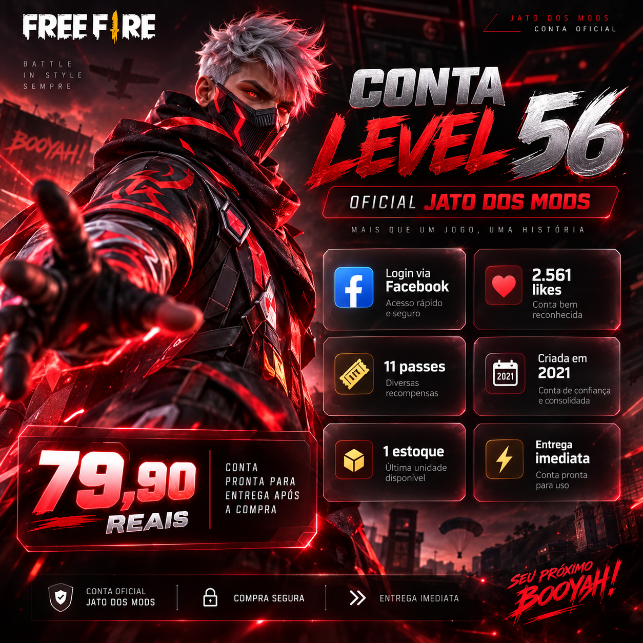 Conta Free Fire Nível 56
